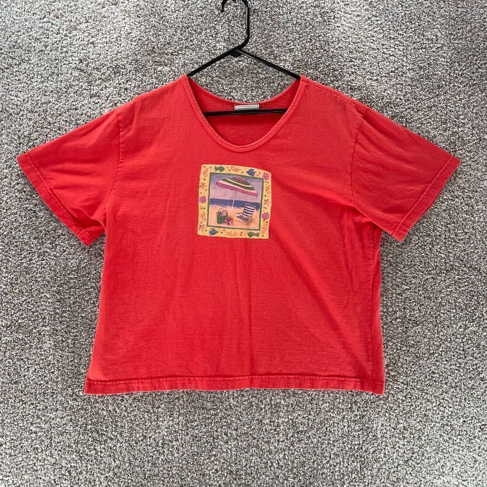 Vintage Soft As A Grape Shirt Womens Extra Large Pink Beach Chair Logo‎ USA Made